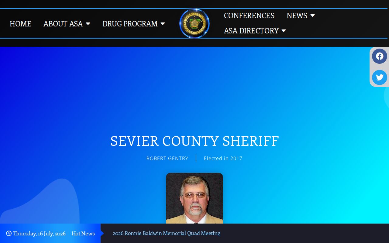 Arkansas Sheriffs Association profile for Sevier County Sheriff