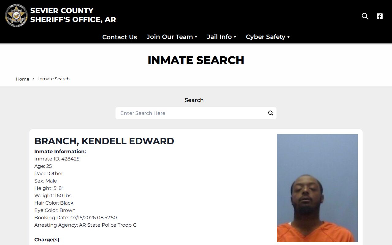 Sevier County Sheriff inmate search route