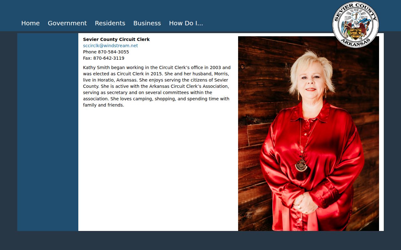 Official Sevier County Circuit Clerk contact page