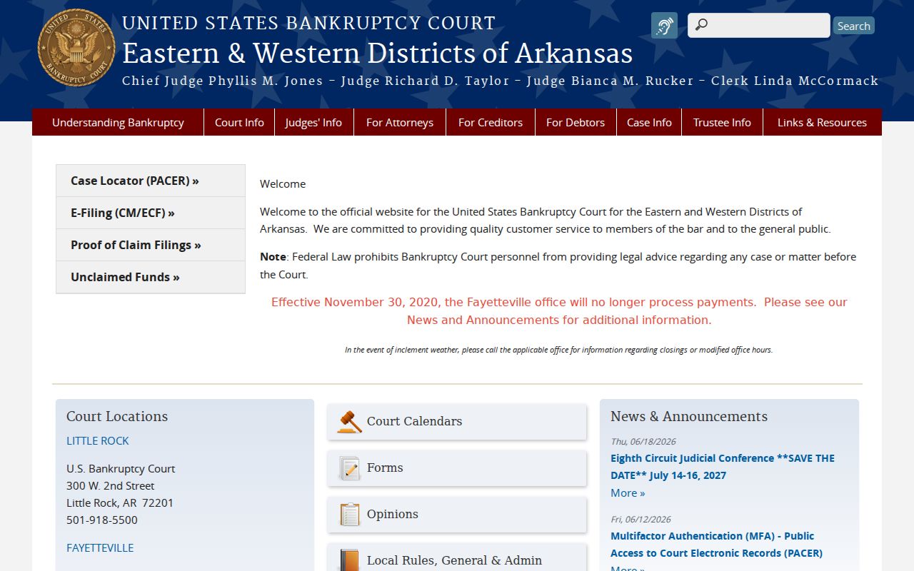 United States District Court for the Eastern District of Arkansas website