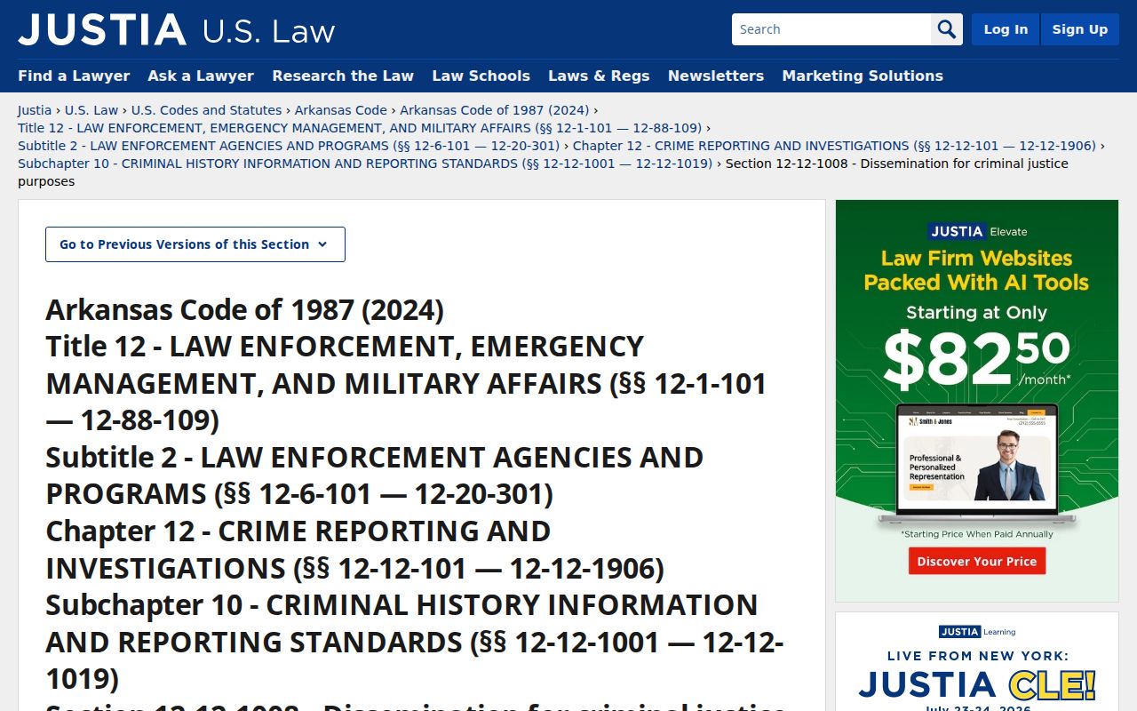 Sevier County criminal history ACIC dissemination law